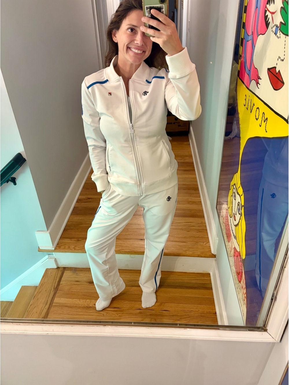 Fila x River Club NYC White Track Suit Set Jacket S Pants XS Tennis Athleisure